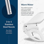 Slim Two Electric Bidet Toilet Seat Round, Warm Water, Heated Seat, Night Light, Front and Rear Wash, Wireless Remote Control, W
