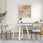 Durban 3-Piece Round Dining Set: Trestle Table with 2 Boucle Chairs