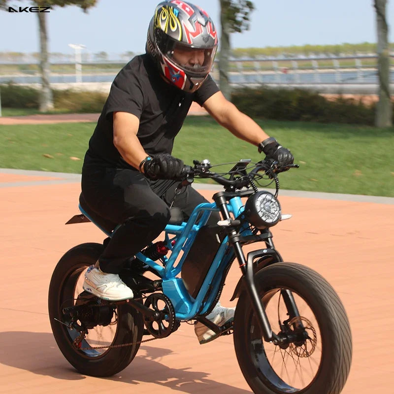 US Warehouse AKEZ  48V 18Ah Long Range 1500W Electric Bike, Fat Tire Off-Road E-Bike with Hydraulic Brakes