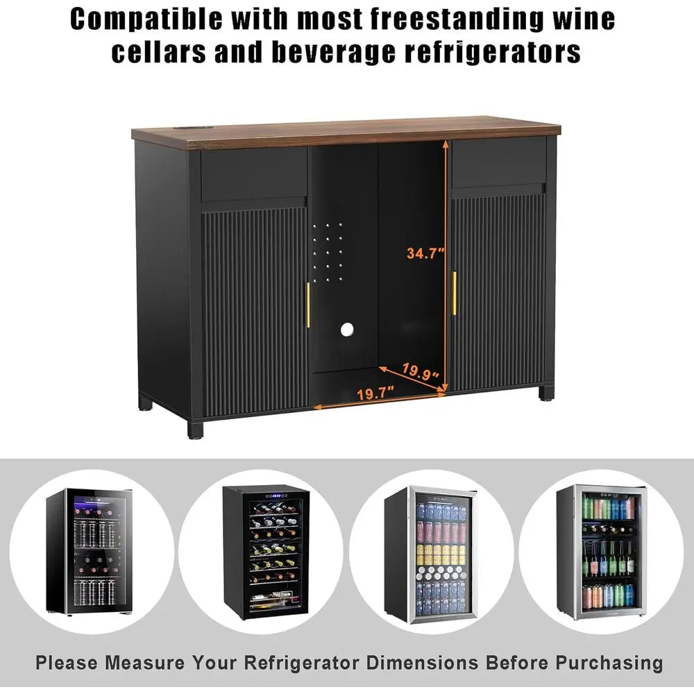 Large Coee Bar Cabinet with ridge Space, Mini ridge Cabinet with Wine Storage, Buet Sideboard Table or Home, luted ern Design,53