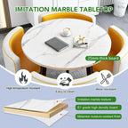 Elegant 5-Piece Dining Set or 4-Seat Round Kitchen Table with Upholstered Chairs & Metal Base, Space-Saving Furniture for Living