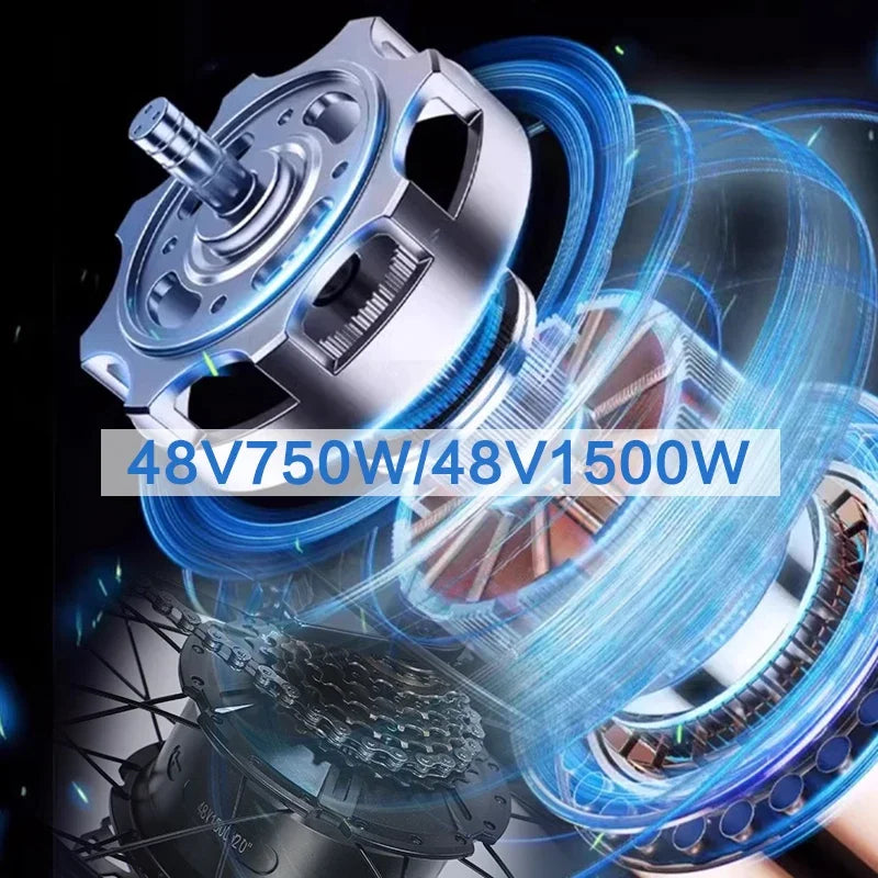 US Warehouse AKEZ  48V 18Ah Long Range 1500W Electric Bike, Fat Tire Off-Road E-Bike with Hydraulic Brakes
