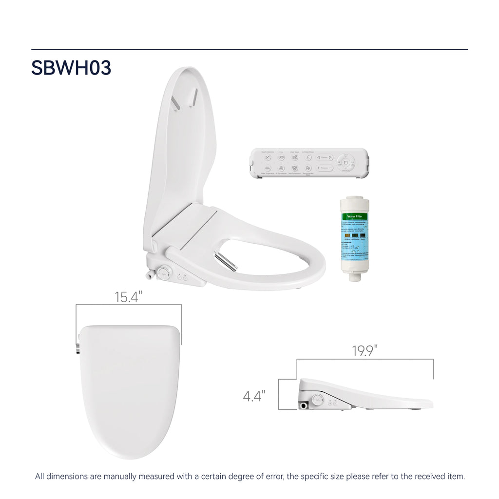 Smart Bidet Toilet Seat with Side Knob Adjustable Heated Seat with Water Temperature and Pressure Adjustment Portable Bidet with Automatic Nozzle Cleaning