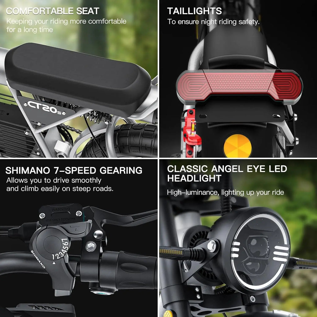 COSWHEEL CT20S E-Mountain bike For Adult 60V 27.5Ah Battery Double Hydraulic Disc Brakes 20"*5.0 Fat Tire Off-Road E-bike