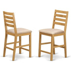 3-Piece Counter Height Pub Set with Square Table and 2 Linen Chairs, 36x36 Inch, Oak Finish