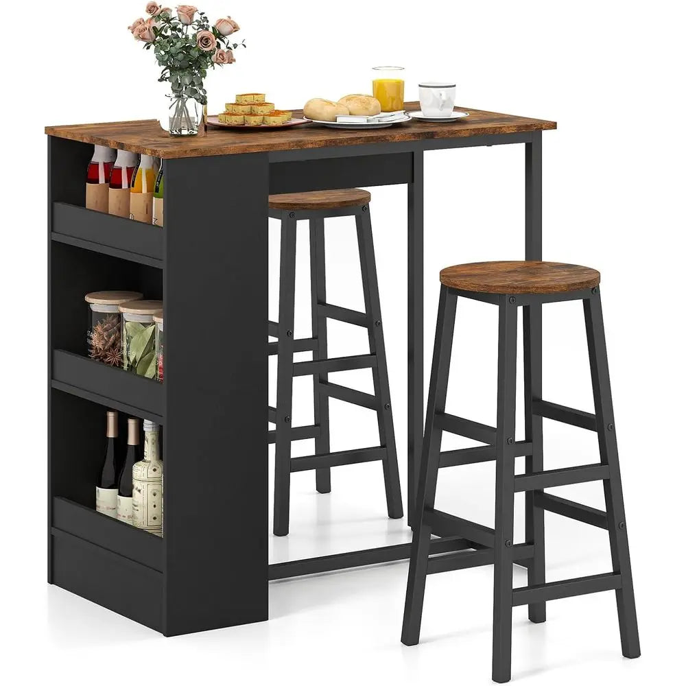 36 Counter Height Dining Set with Storage Barstools for Small Spaces and Breakfast Nooks