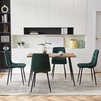 Elegant Upholstered Dining Set for 4 - Compact Green Kitchen Table and Chairs