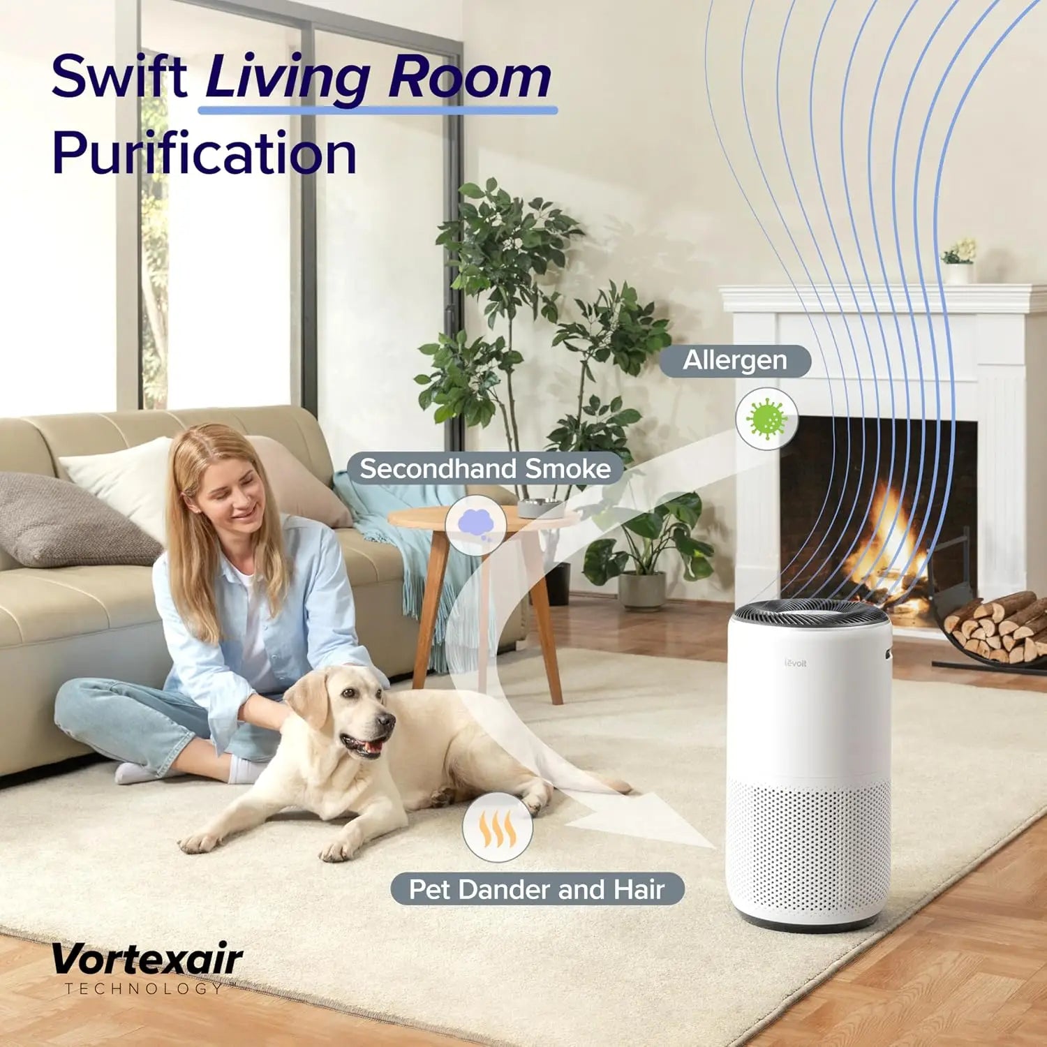 Air Purifier for Home Large Room Up to 1733 ft² with Sleep Mode, Auto Mode, Air Quality Monitor, Smart WiFi, 3-in-1 Filter for