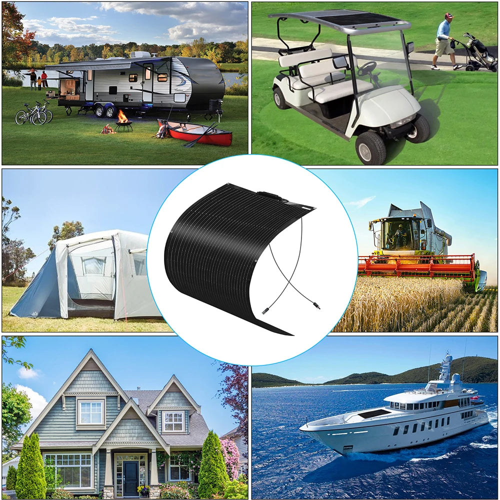 WUZECK Flexible Rechargeable Solar Panel Battery 100W 1pcs ~10 pcs High Efficiency Cell (100W, 200W, 300W, 400W, 500W, 1000W)