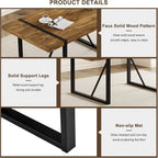 8-Seat Wooden Dining Table with Suede Chairs Set for Kitchen & Dining Room