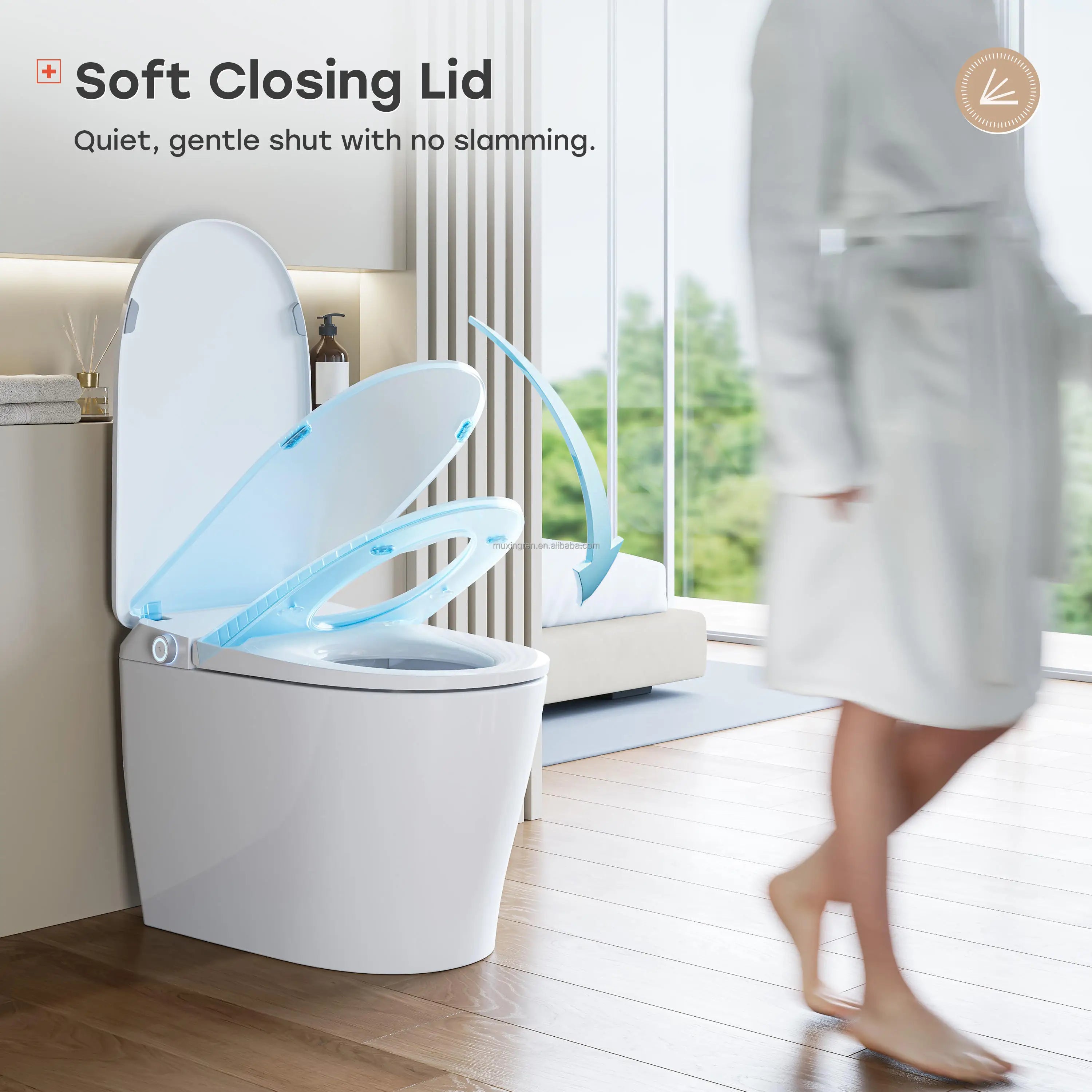 HOROW T32 Retail Listed, Inquire for Wholesale: US Local Stock Modern Smart Toilet with All-Cover Lid & Power Outage Flush