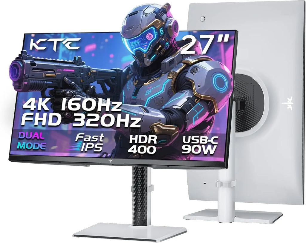 KTC 27 Inch 4K Gaming Monitor, Dual Mode UHD 160Hz & FHD 320Hz, Fast IPS, HDR400 90W Type-C, HDMI 2.1 & DP 1.4 H27P6