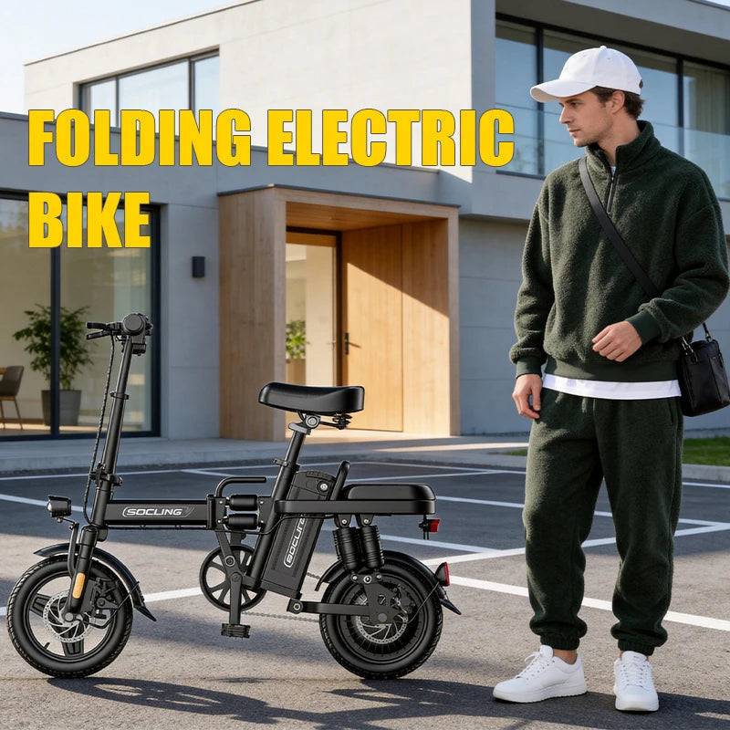 14'' Commuter Ebike 500W Motor, Removable Battery Max 19.9MPH Dural Disc Brake with  Two shock-absorbing models optional, Mini Electric Bicycle for Adults,College Students, Commuters & Urban Riding E-Bike