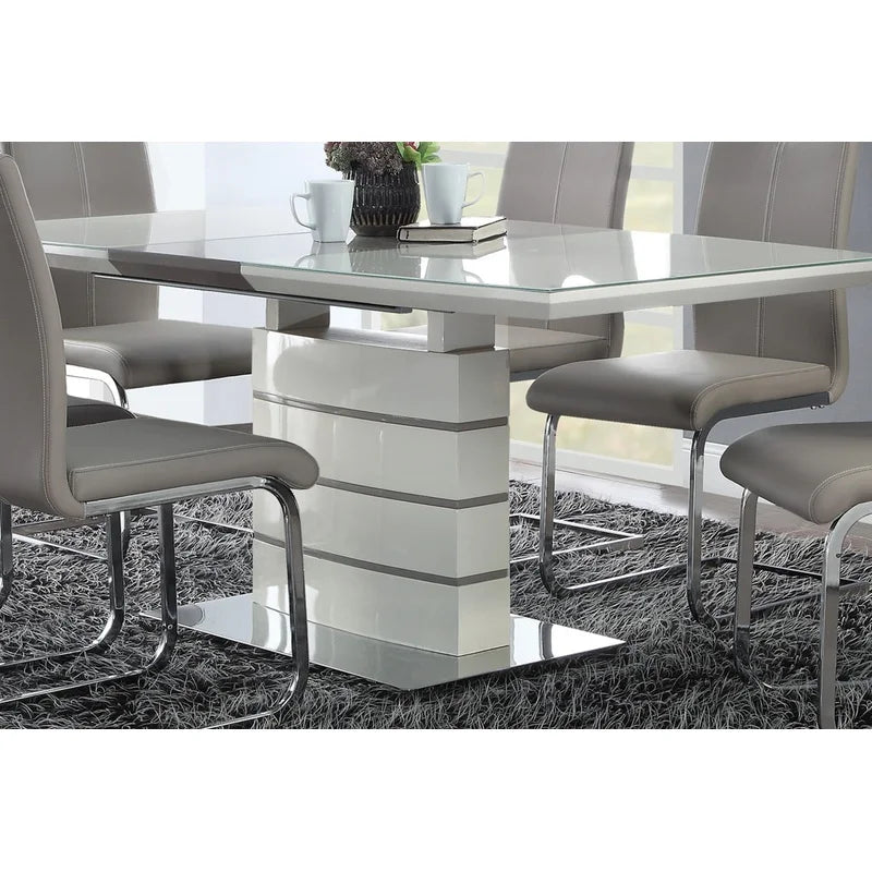 Contemporary 5-Piece Dining Set with Extendable Table and Metal Frame Chairs