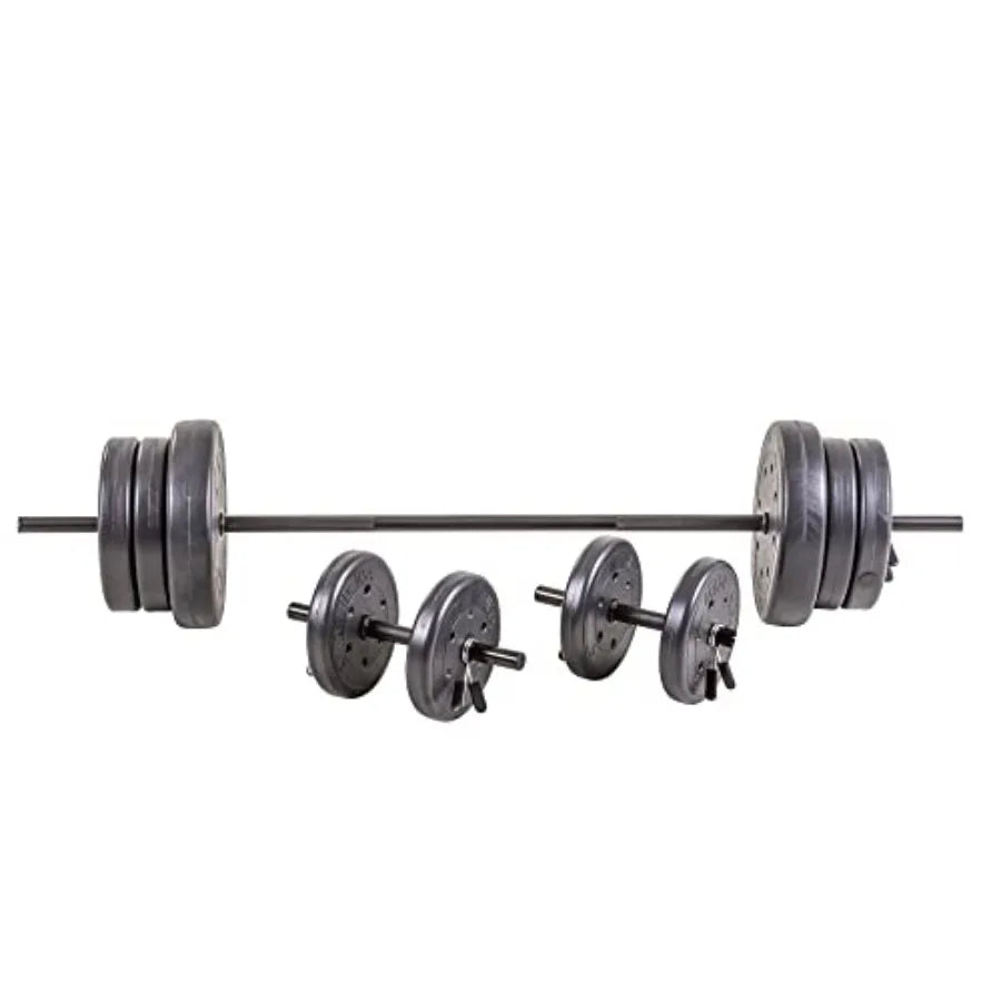 105 Pound Barbell Weight Set for Home Gym Adjustable Weight Set with Two Dumbbell Bars and Full 6 Ft Bar, Black