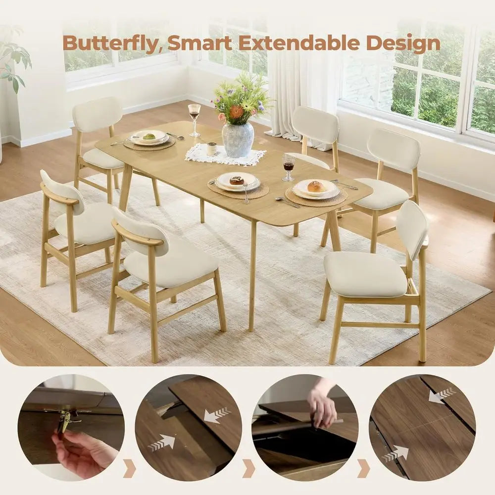 5-Piece Dining Set with Chairs, Compact Modern Table for 4, Kitchen & Dining Furniture, Rubberwood and Oak Veneer