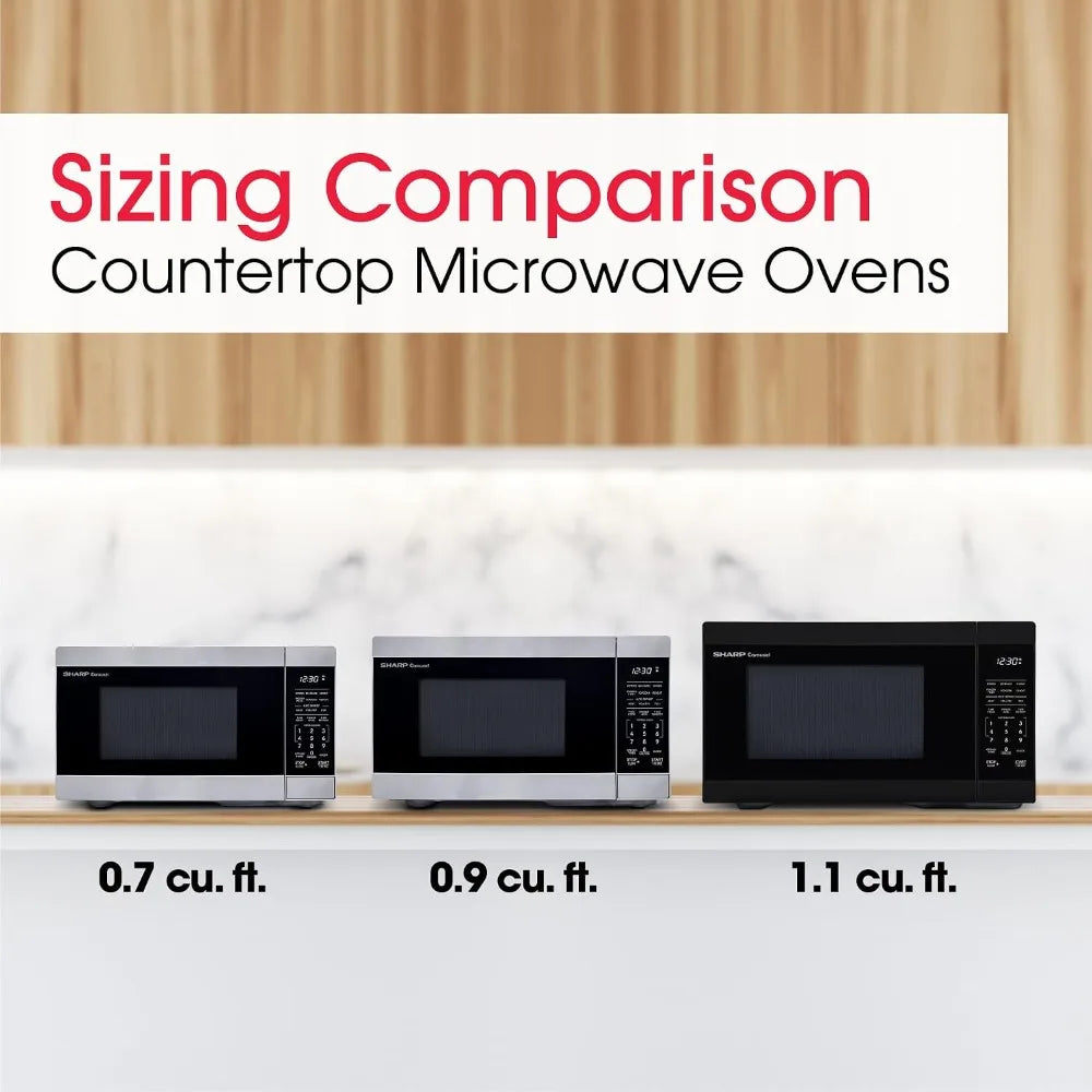 900W 0.9 Cu Ft Countertop Microwave with Turntable, Stainless Steel