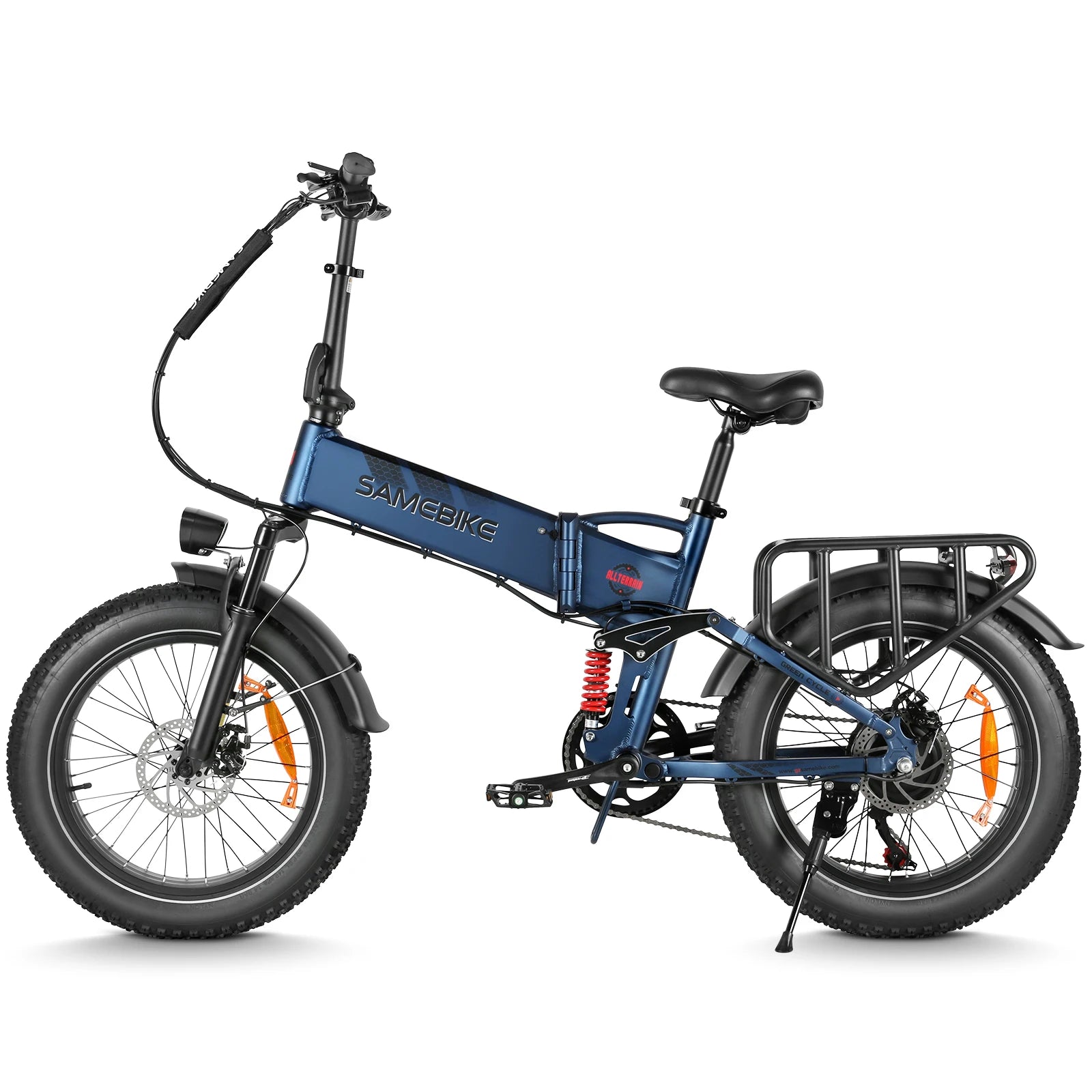 SAMEBIKE RS-A02Pro Folding Fat Tire Electric Bike 1000W All Terrain Snow Mountain Ebike For Adults 48V 15Ah High Capacity Battery Dual Suspension Off Road Adventure Bicycle