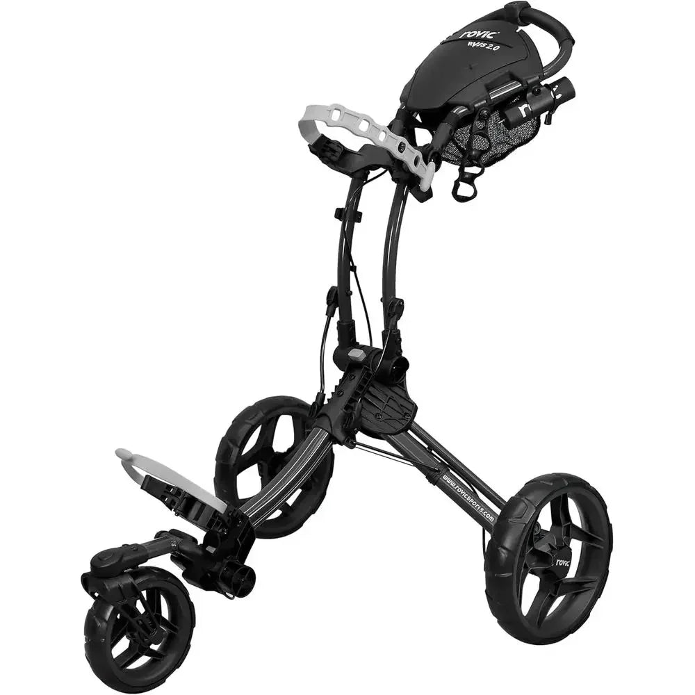 360-Degree Swivel Front Wheel, Foldable 3-Wheel Golf Cart for Pushing Clubs