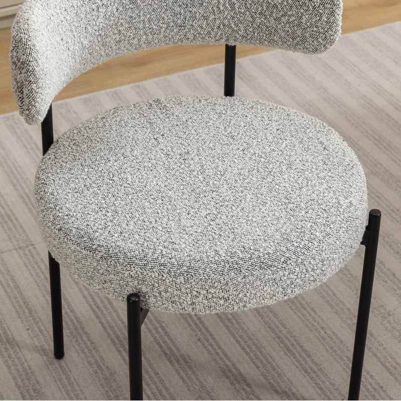 Durban 3-Piece Round Dining Set: Trestle Table with 2 Boucle Chairs
