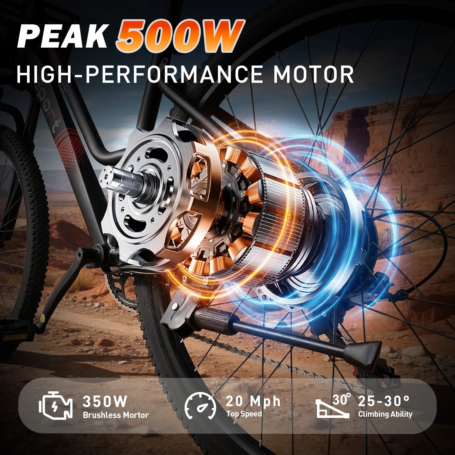 26" Electric Bike for Adults, 500W Peak Motor, 20MPH, 35+ Miles Range, 432Wh Battery, Commuter Ebike with Basket, 7-Speed, Lightweight