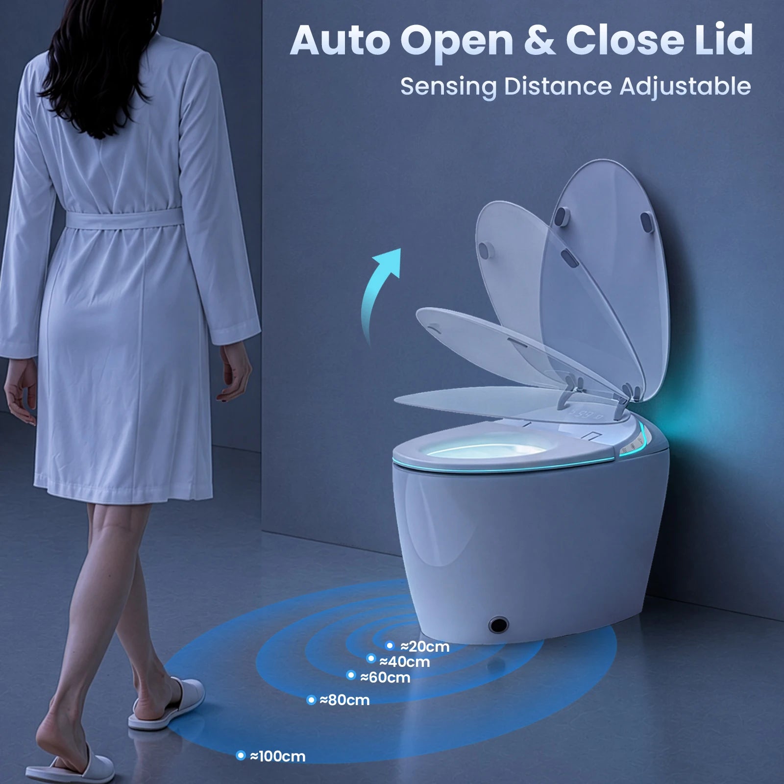 Sanyipace New Smart Toilet and Bidet Auto Open Close Lid Foot Sensor Distence Toilet Warm Water Heated Seat Toilet One Piece Elongated Toilet with Tank Toilet