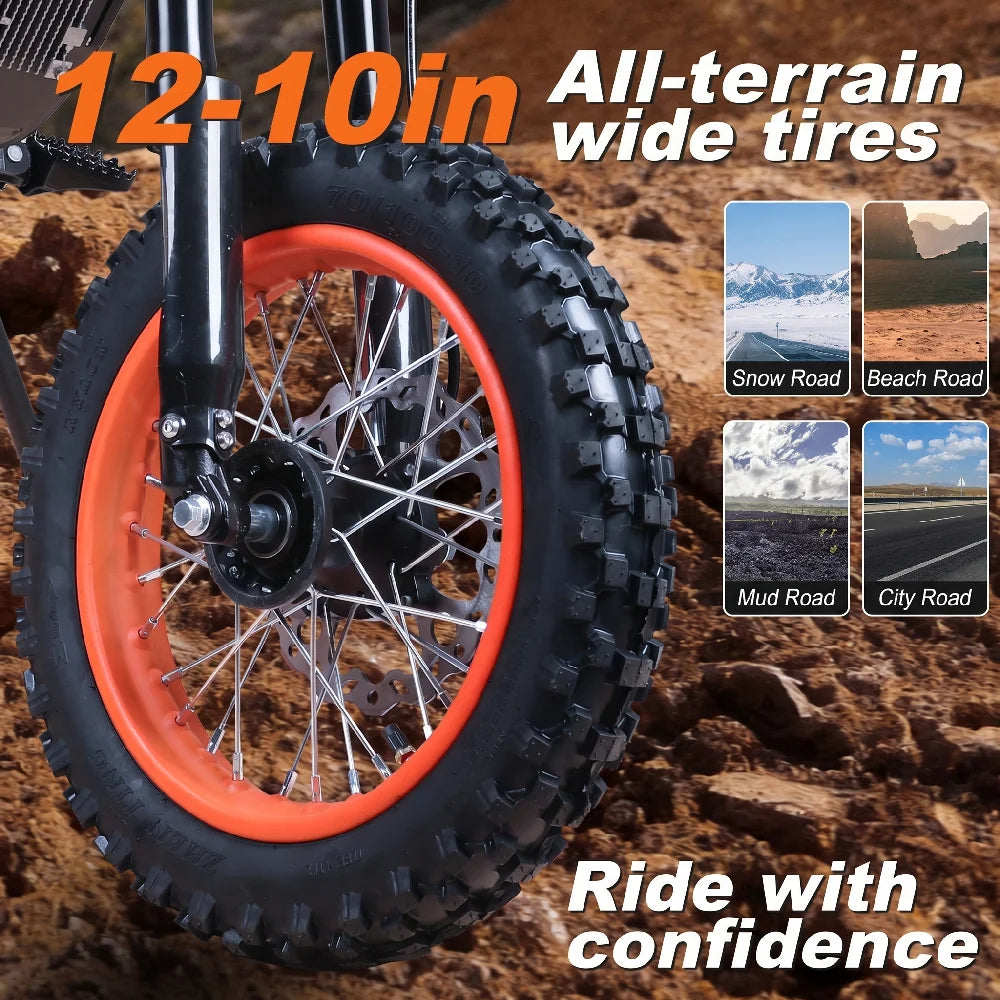 KEXZERON Electric Bike for Teens Adults, 12"/10" Fat Tire 3000W 34MPH Electric-Dirt-Bike，31 Miles Max Speed with 48V 30AH Battery Electric-Motorcycle Mountain Off-Road EBike