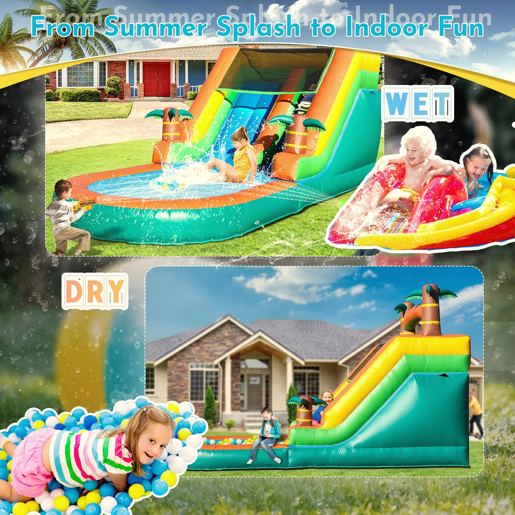 21ft Giant Commercial PVC Inflatable Water Slide Bounce House Pool With Blower commercial  Children's playground water slide